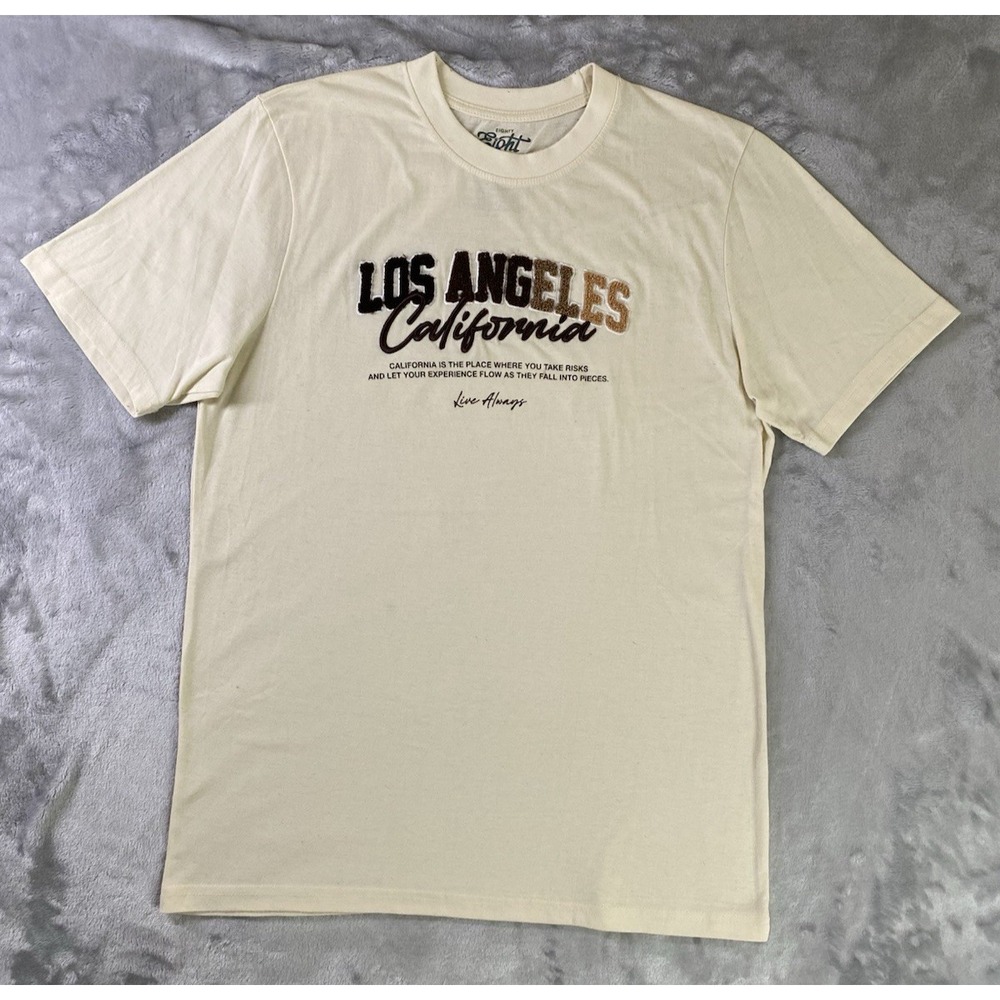 Eighty Eight Brand Graphic T-Shirt Men XL Cream Los Angeles California Textured